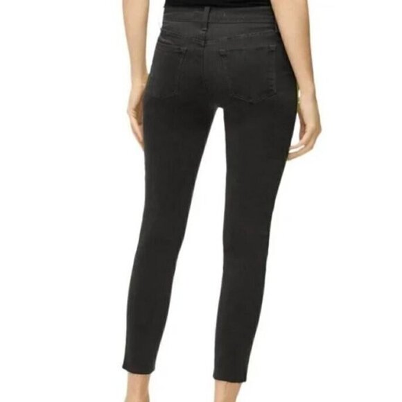 J Brand Jeans Womens 28 Mid Rise Neon Racing Stripe Crop Black Skinny Boho - Picture 6 of 10